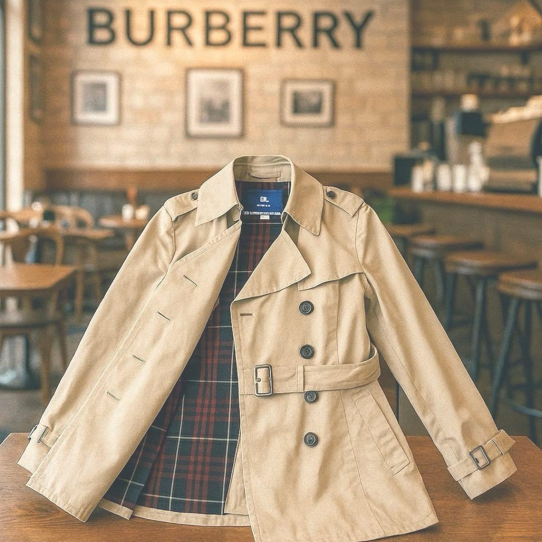 バーバリーブルーレーベル ベージュ ダブルブレスト トレンチコート