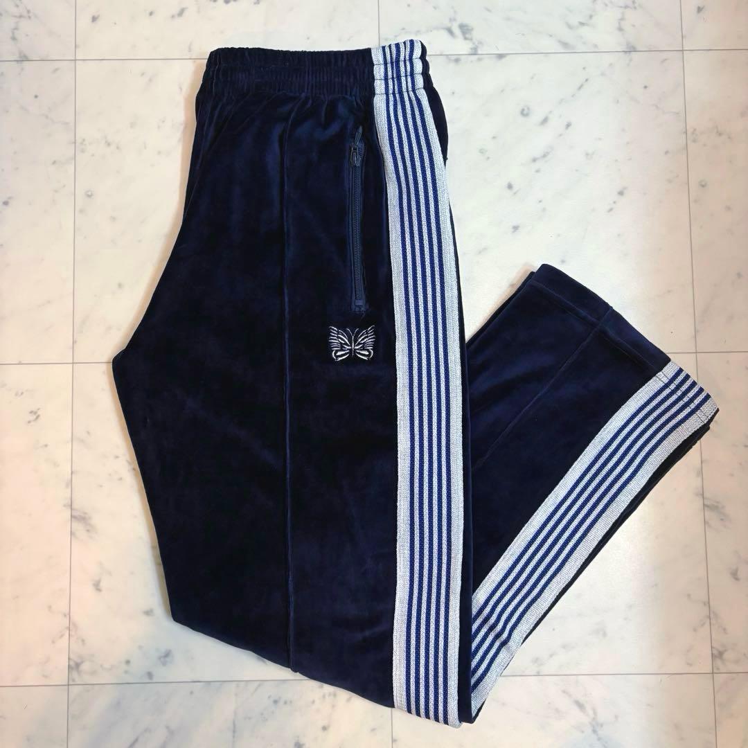【美品】needles ニードルス トラックパンツ ベロア　ネイビー　紺色　青