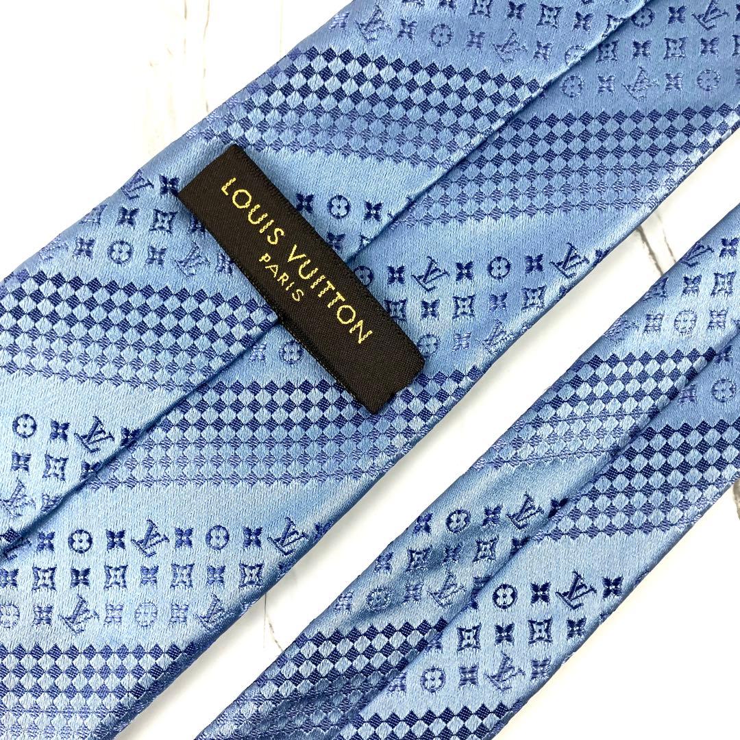 ルイヴィトン　ネクタイ　モノグラム　ダミエ　ストライプ　ソリッド　ブルー