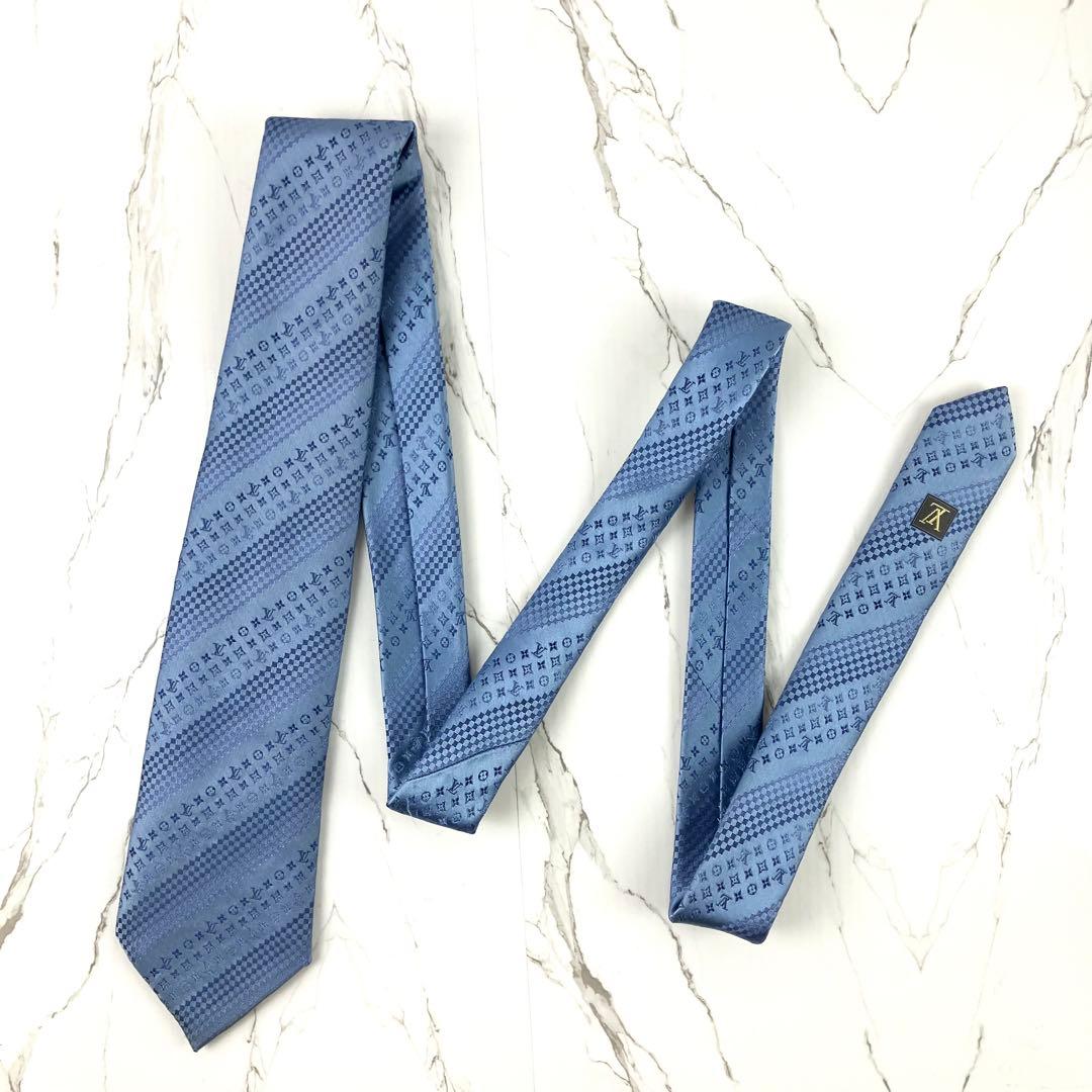 ルイヴィトン　ネクタイ　モノグラム　ダミエ　ストライプ　ソリッド　ブルー
