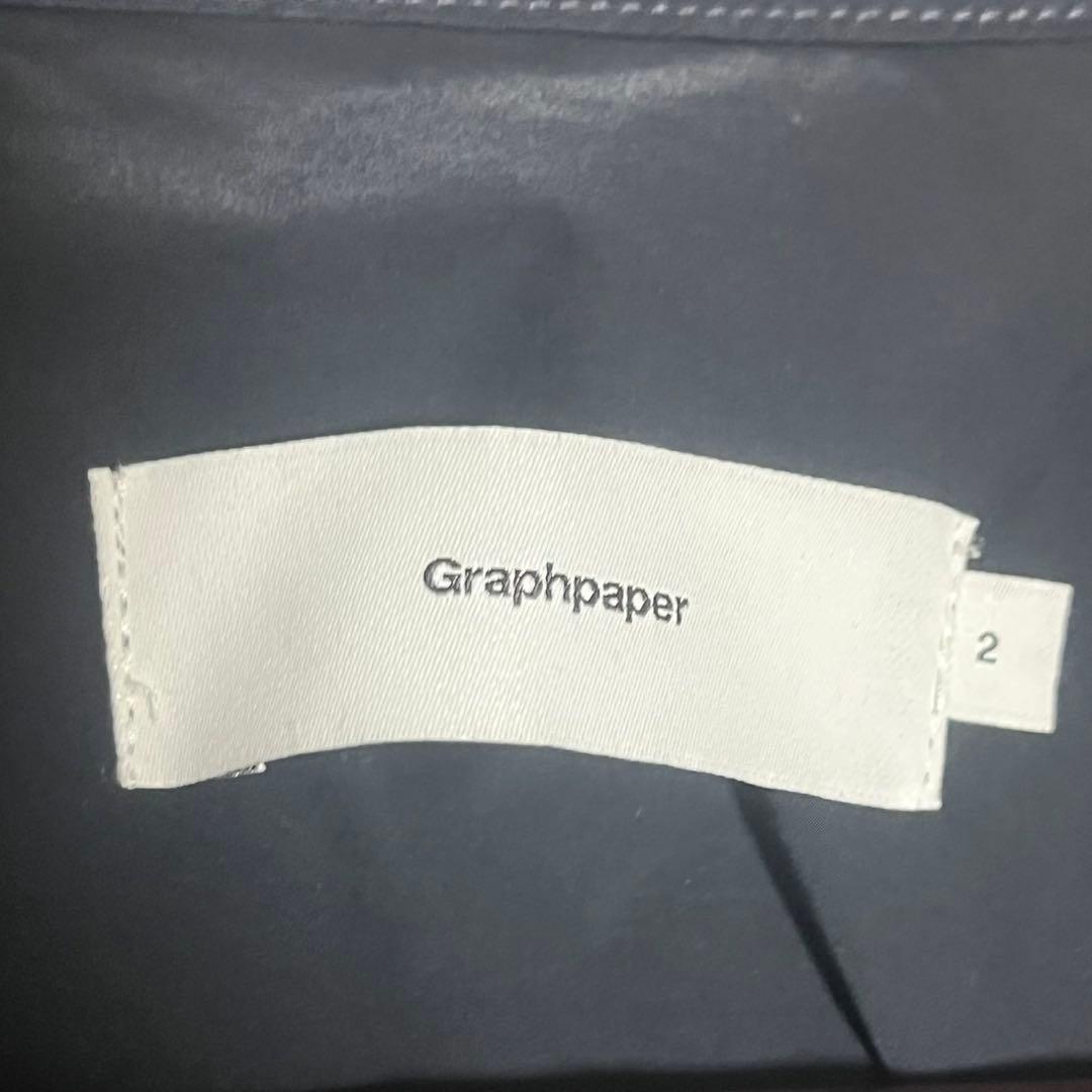 美品 グラフペーパー ショップコート ショールカラー パッカリング ブラック