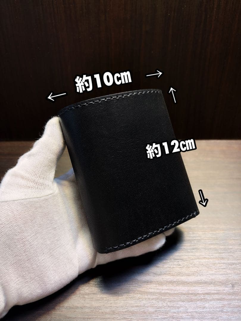 牛ヌメ革　ハンドメイド　折り財布(三つ折り財布)栃木レザー　メンズ　ライダース