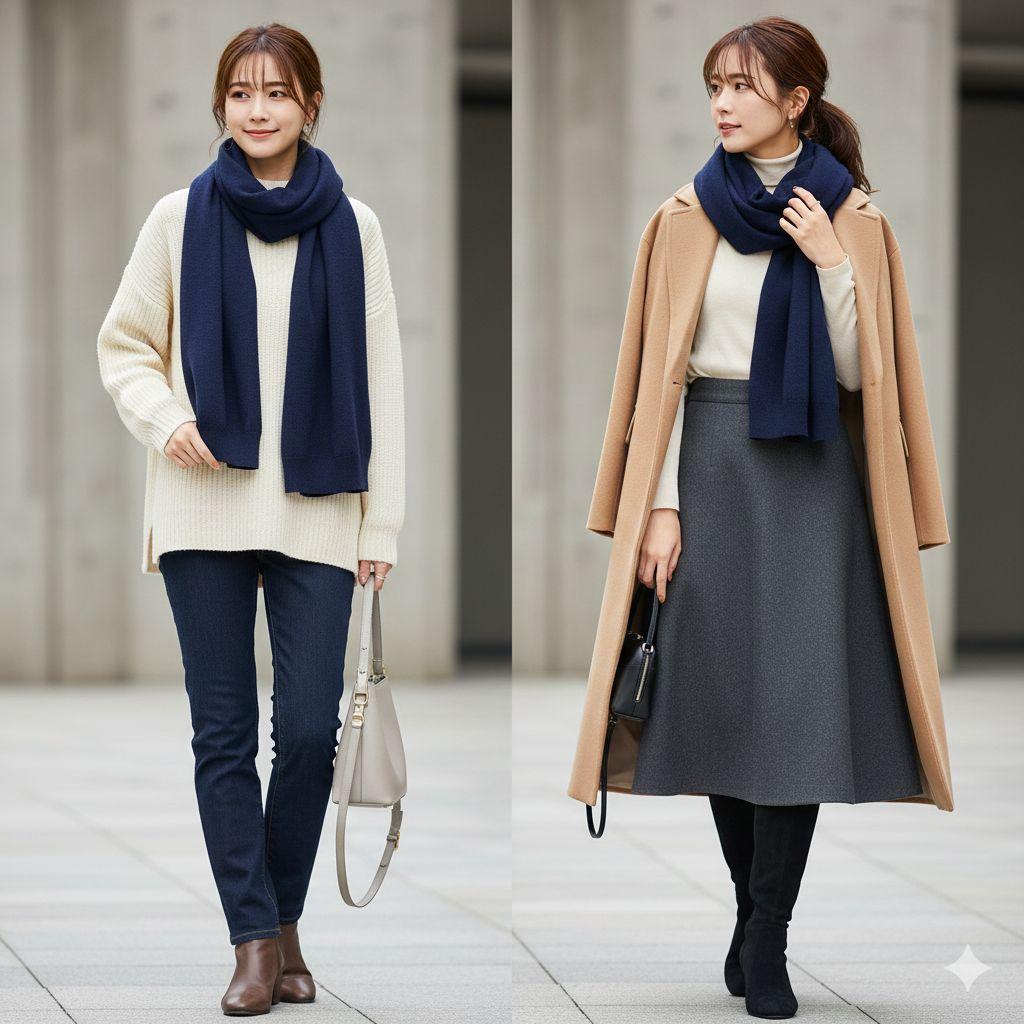 COMME des GARÇONS コムデギャルソン ウールストール ネイビー