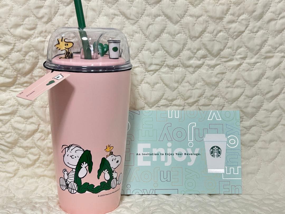 スタバ PEANUTS ステンレスコールドカップタンブラー ピンク　473ml