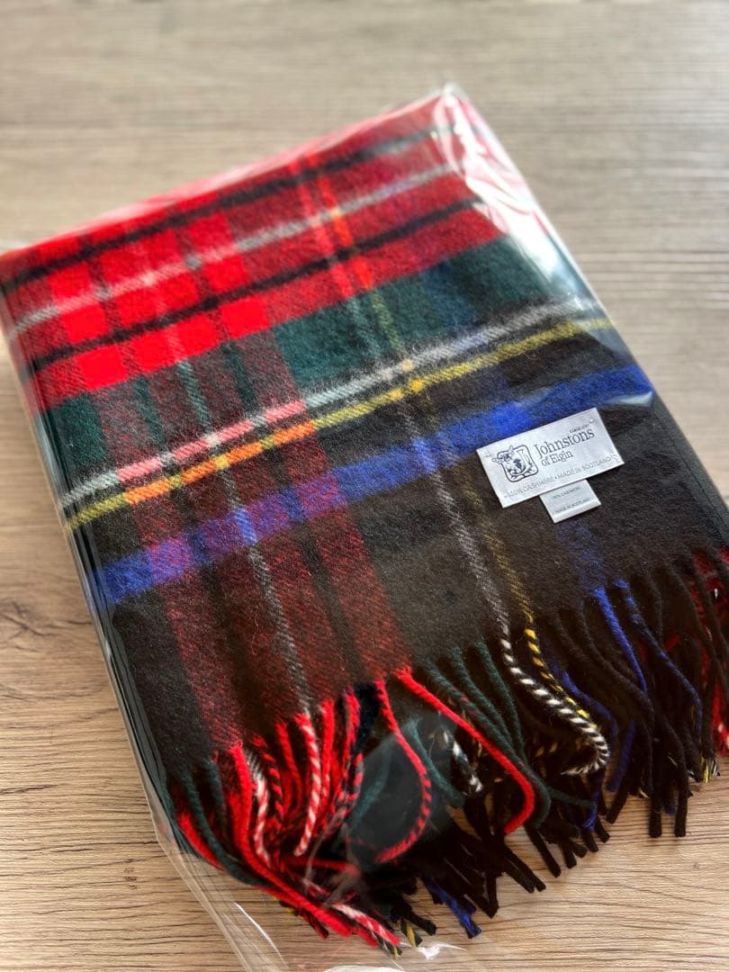 美品☆ ジョンストンズ 大判 カシミヤ100％ BLACK STEWART