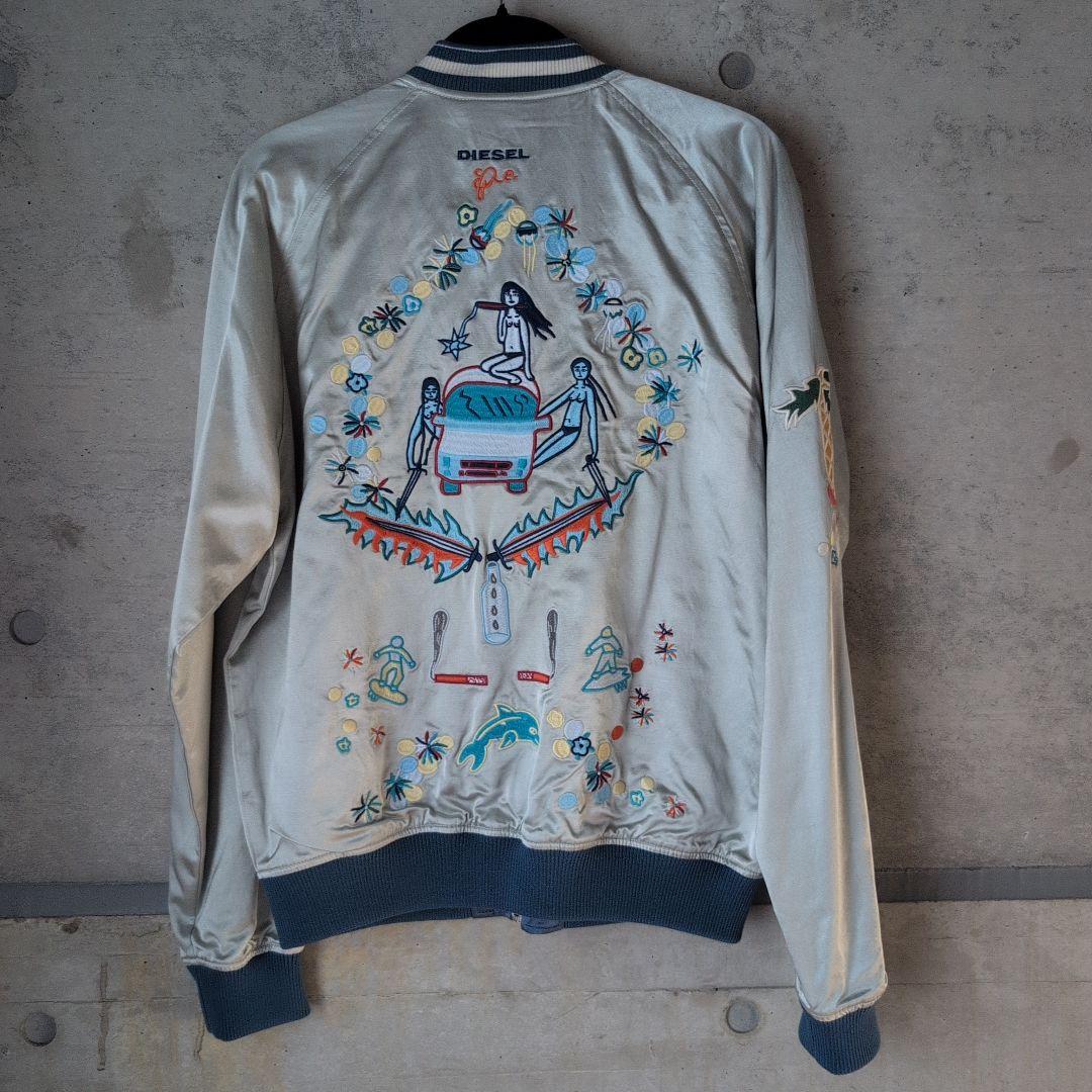 未使用 DIESEL スカジャン 蛇刺繍 シルバー