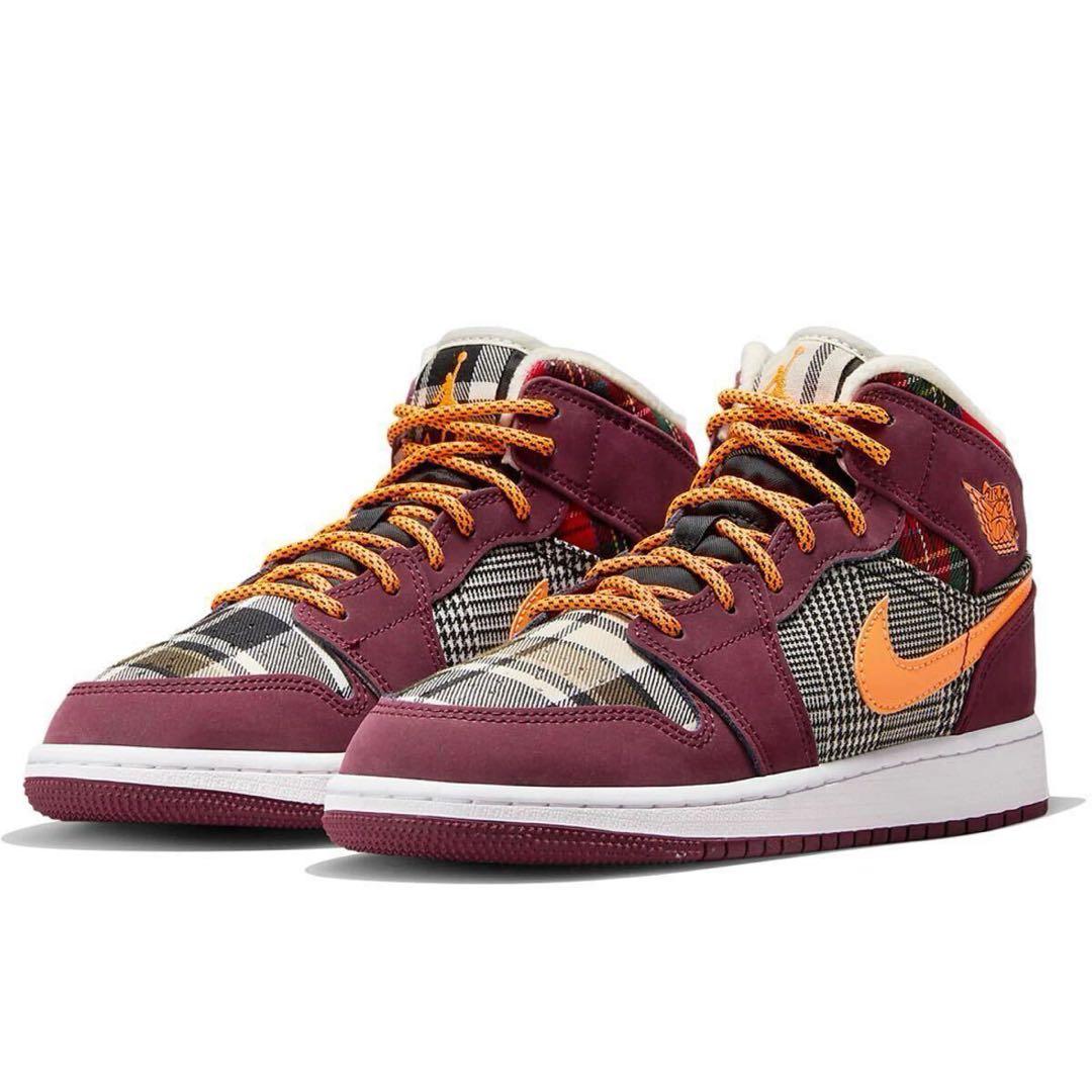 ナイキ 24cm ジョーダン 1 ミッド NIKE スニーカー チェック GS