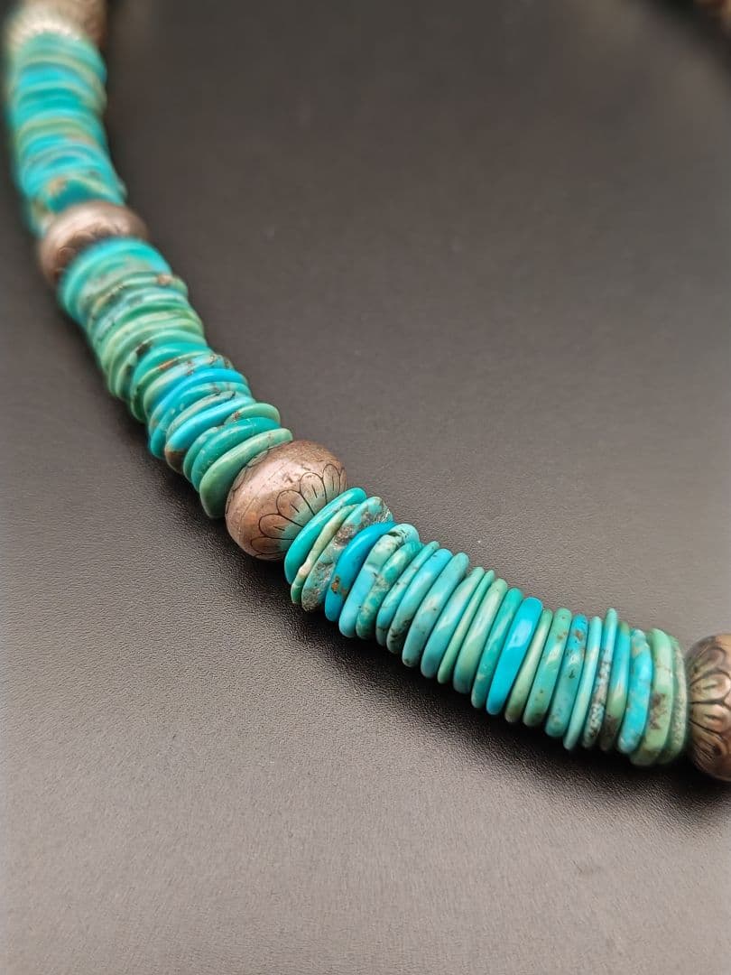 インディアンジュエリー◎ターコイズネックレス◎ナバホパール◎sterling