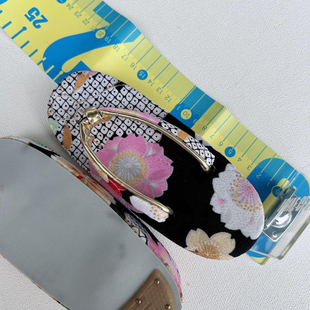 美品セット　七五三　３歳女の子　長着＆被布＆長襦袢＆小物　黒地×白地　桜　絞り柄