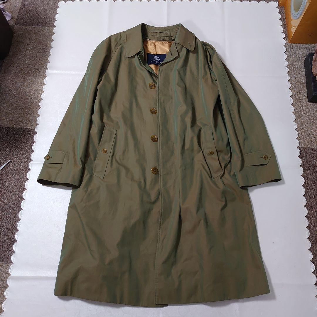 美品◆英国製 BURBERRY ステンカラーコート 玉虫色 48 ライナー付き