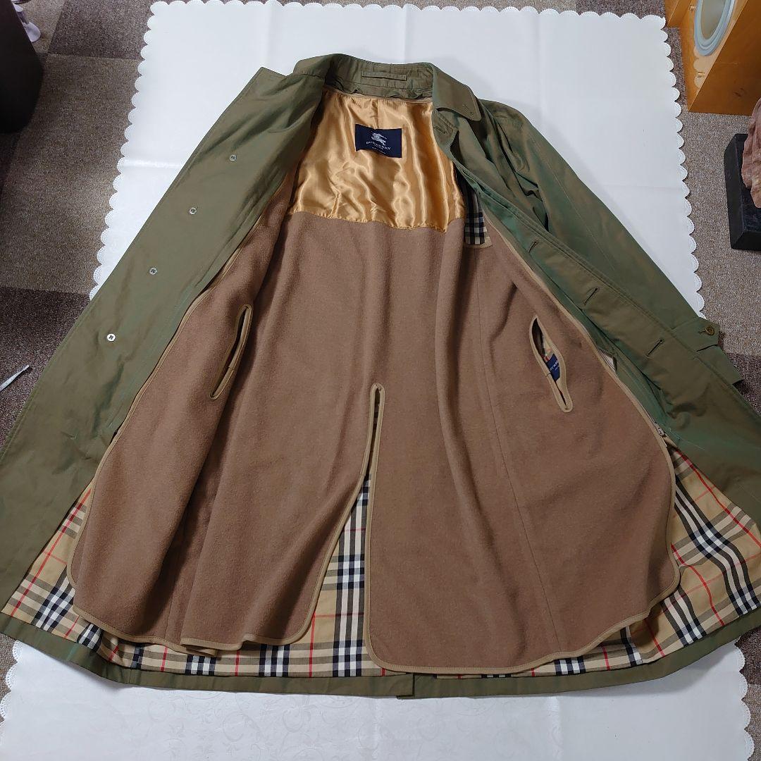 美品◆英国製 BURBERRY ステンカラーコート 玉虫色 48 ライナー付き