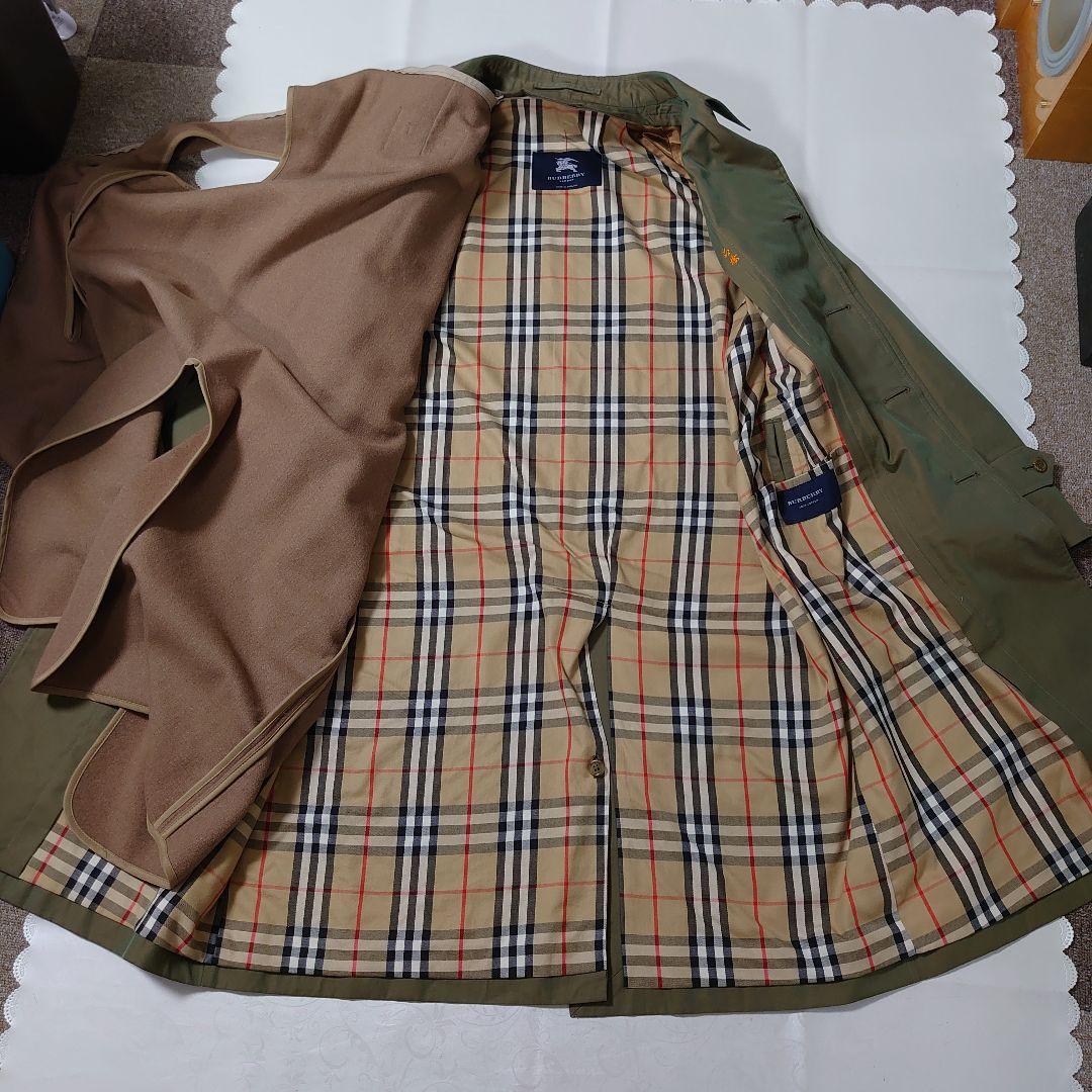 美品◆英国製 BURBERRY ステンカラーコート 玉虫色 48 ライナー付き