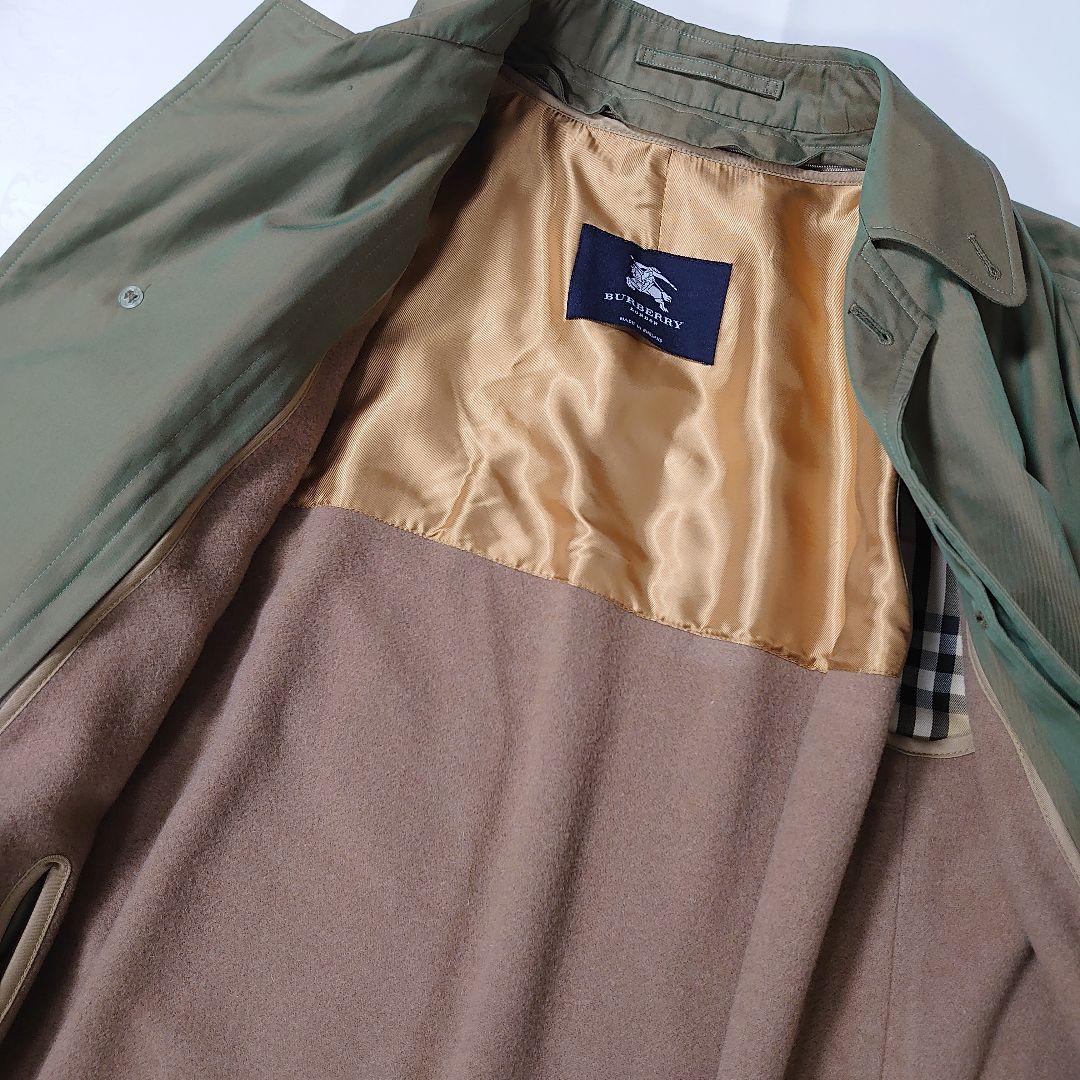 美品◆英国製 BURBERRY ステンカラーコート 玉虫色 48 ライナー付き