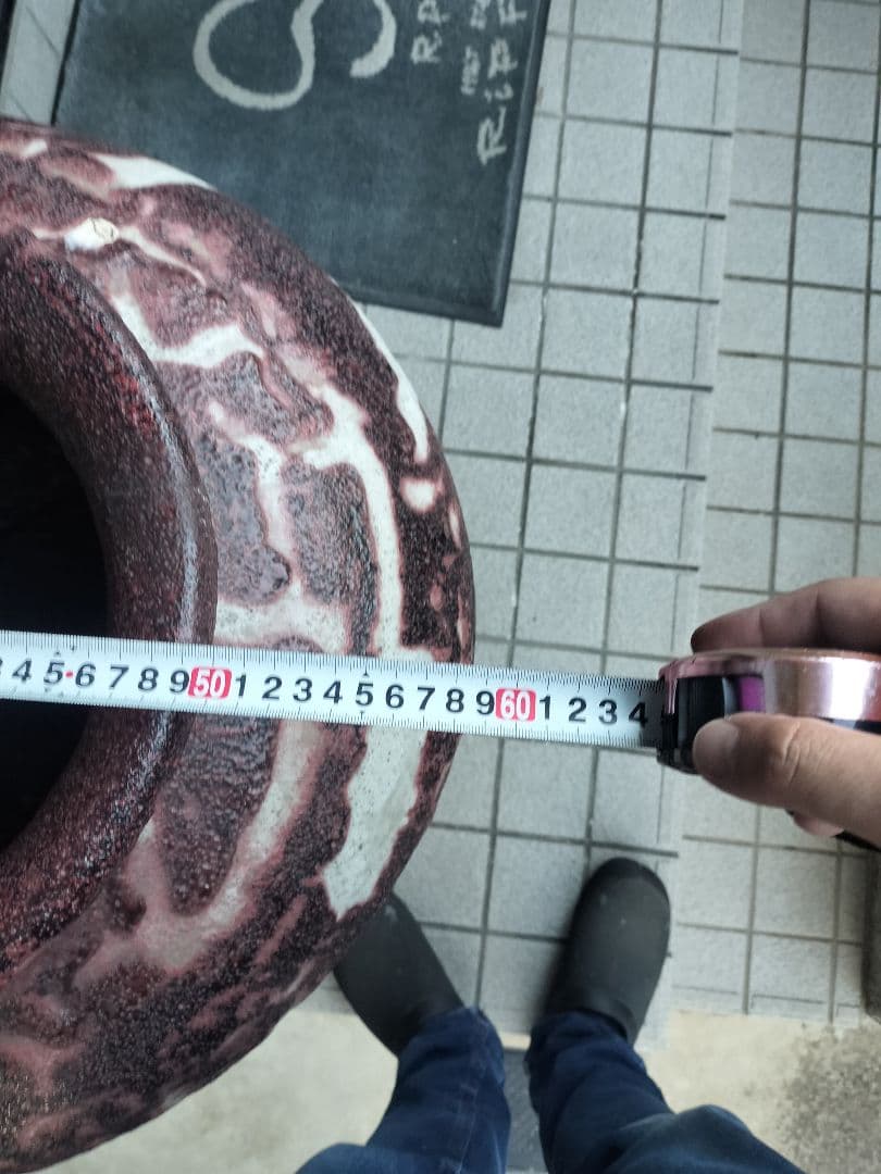 赤紫色の陶器花器 特大　大型　壺　生花　骨董品