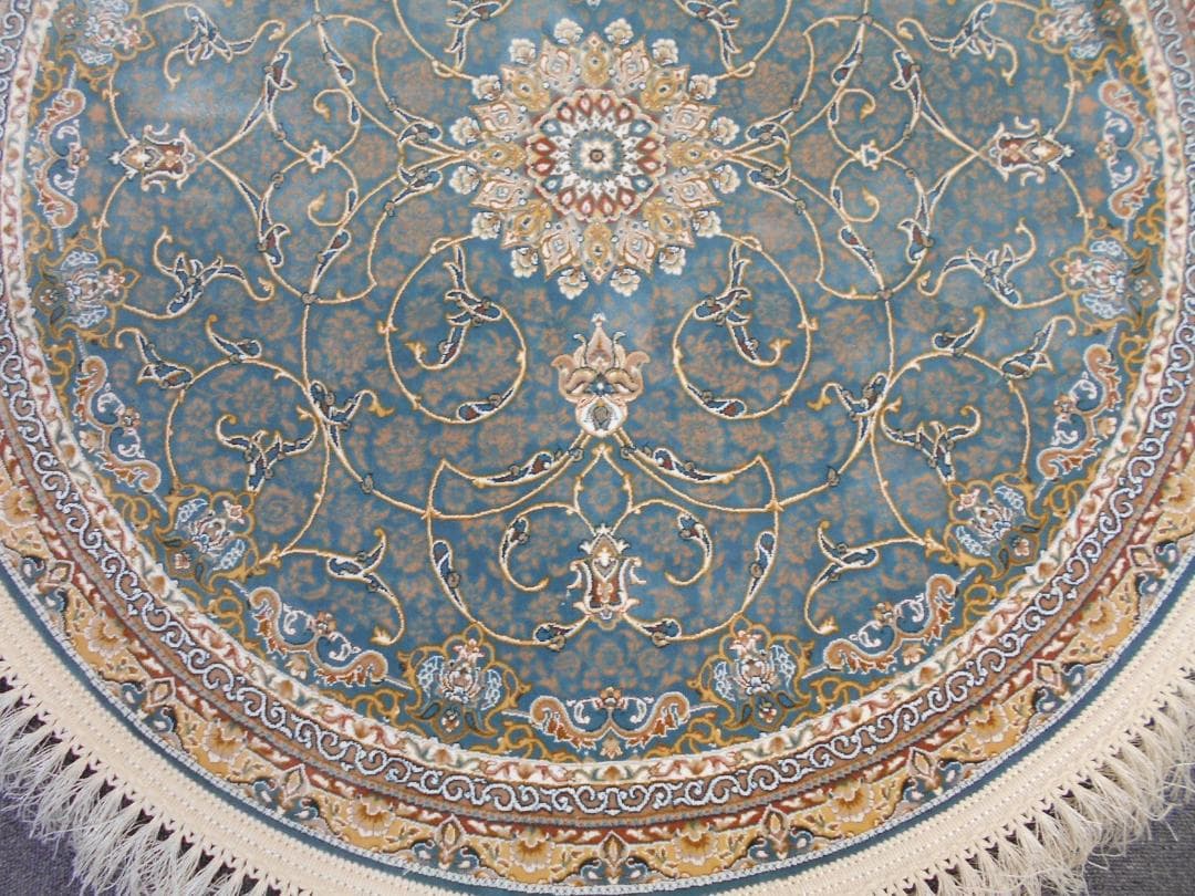 立体柄、144万ノット！高密度、本場イラン産 絨毯！円形200cm-200621