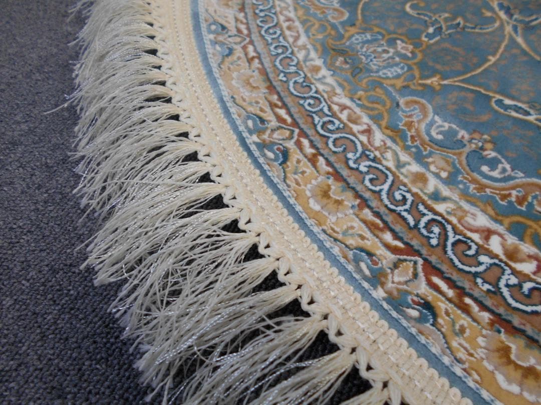 立体柄、144万ノット！高密度、本場イラン産 絨毯！円形200cm-200621
