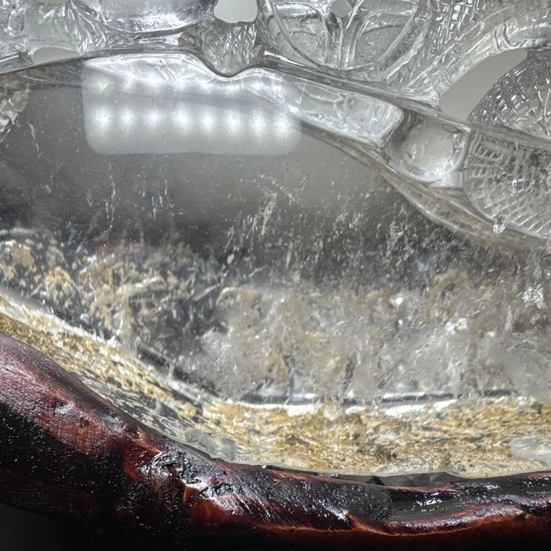 天然水晶 白蛇彫刻 霊獣 宝珠 古銭 元宝 2kg級 置物