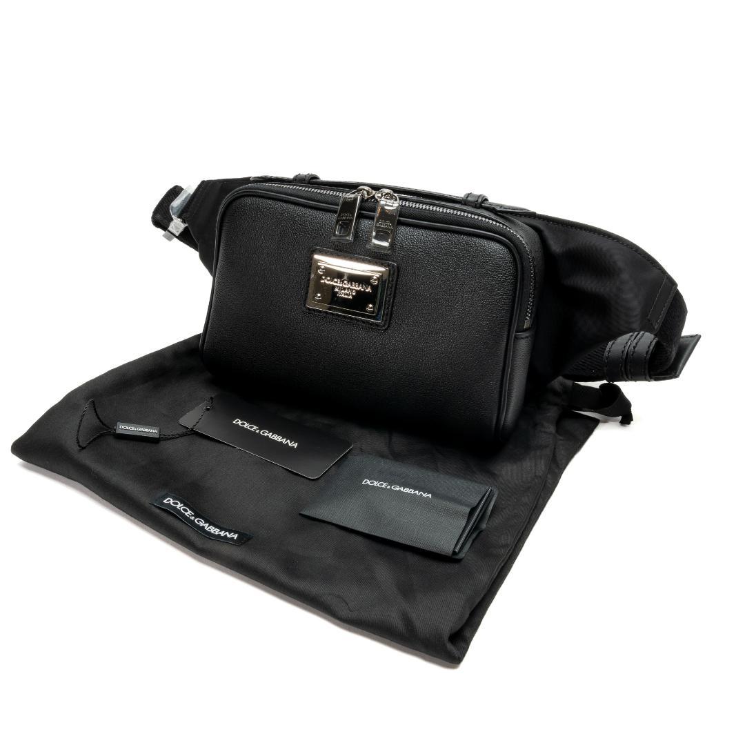新品 DOLCE&GABBANA ウエストポーチ グレインドカーフスキンナイロン