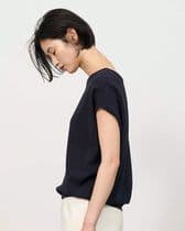 未使用タグ付【soeju ソージュ】ショートスリーブコクーンブラウス　ネイビー