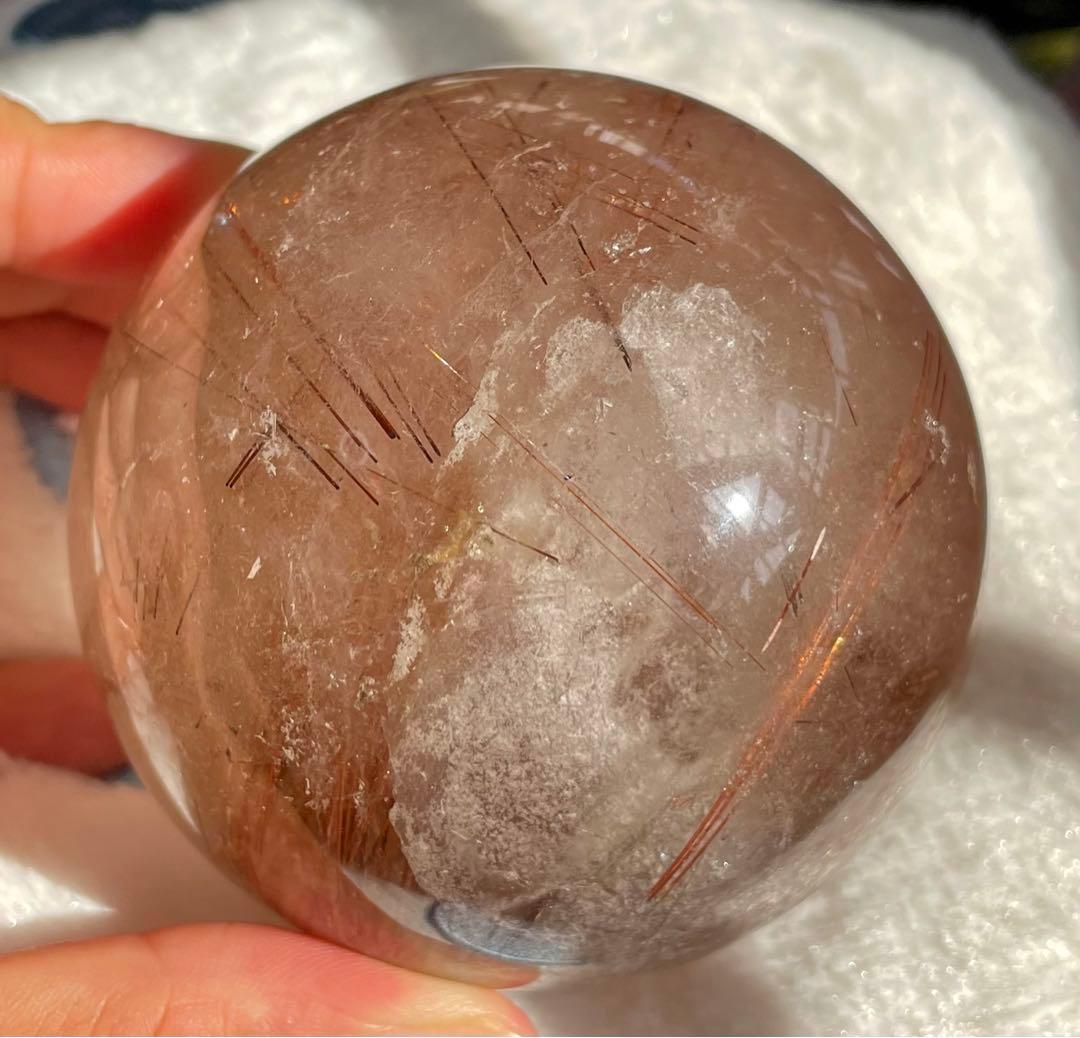 虹入コッパールチルクォーツ クリスタル 水晶スフィア 丸玉 レインボー アイリス