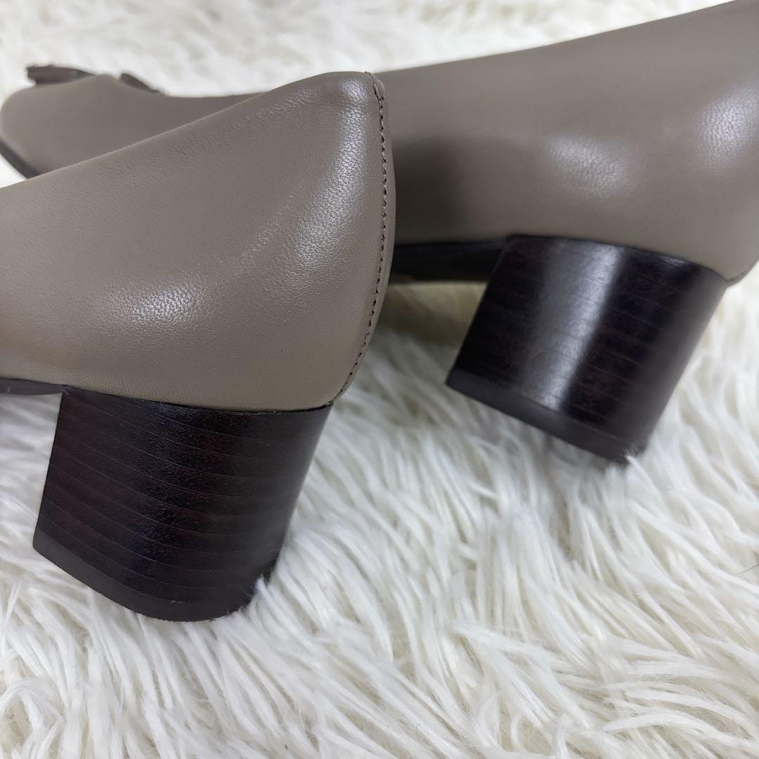 極美品✨ トリーバーチ ヒールパンプス　レザー シルバー ベージュ 22.5
