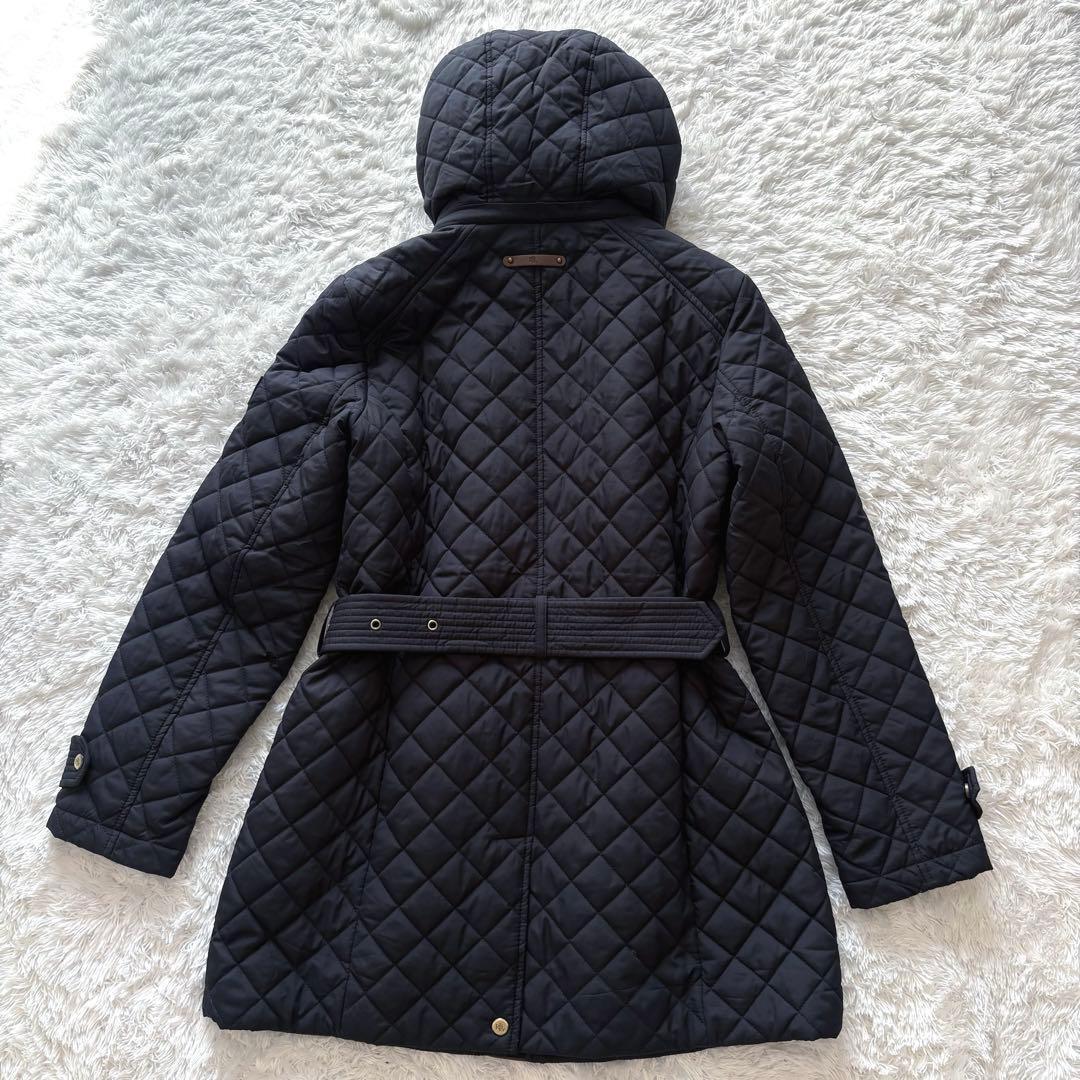 美品 RALPH LAUREN キルティングコート ベルト付き ネイビー S