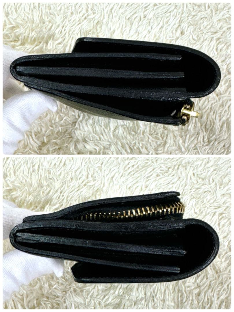 希少デザイン新品✨イルビゾンテ　ロゴ　ゴールド金具　外ファスナー　黒　長財布