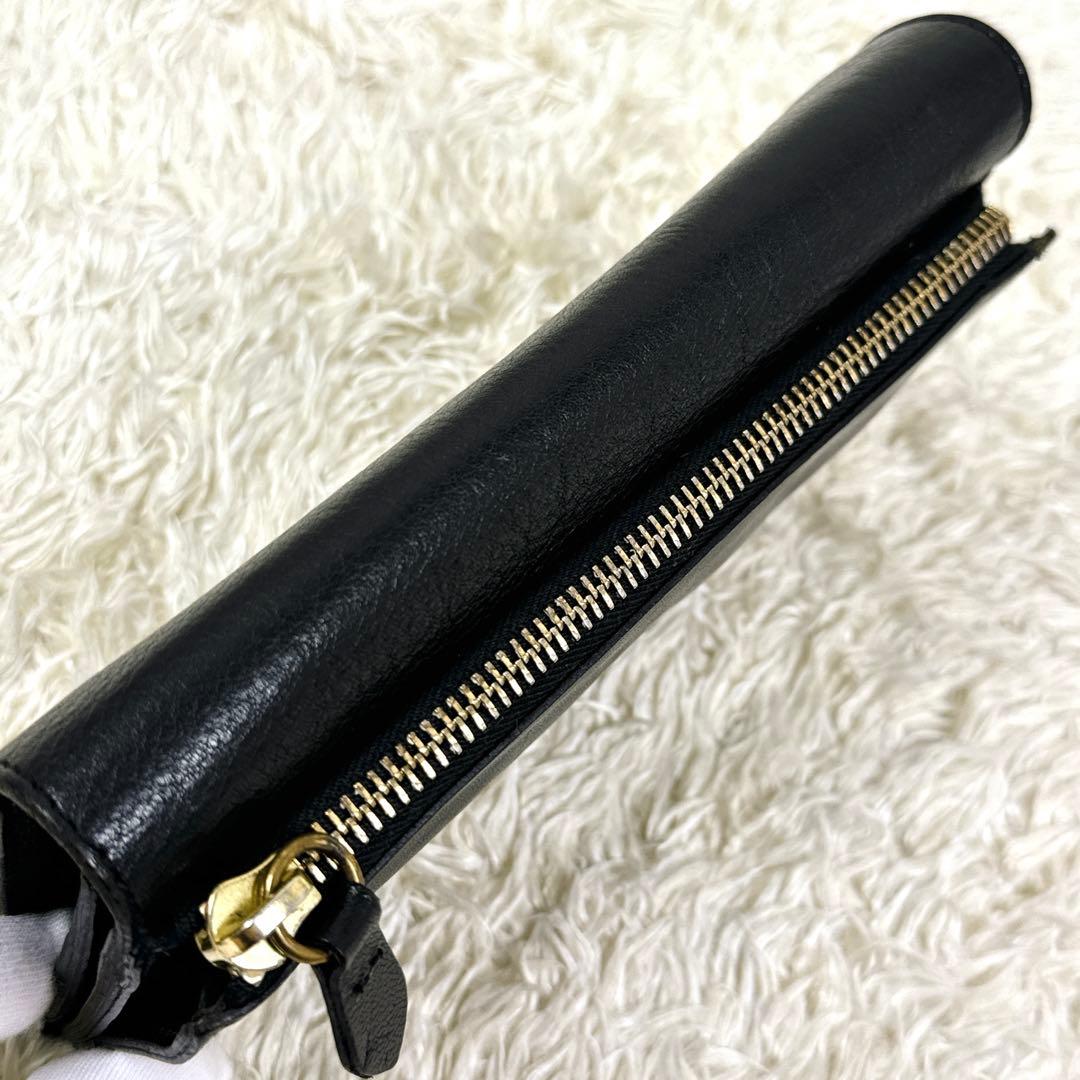 希少デザイン新品✨イルビゾンテ　ロゴ　ゴールド金具　外ファスナー　黒　長財布