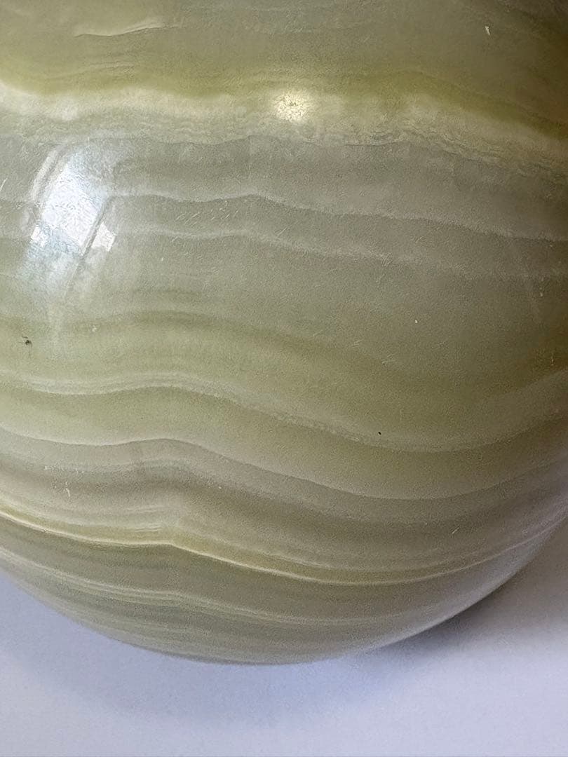 超特大 珍しい 縞瑪瑙 メノウ丸玉 アゲート 黄緑 天然石パワーストーン