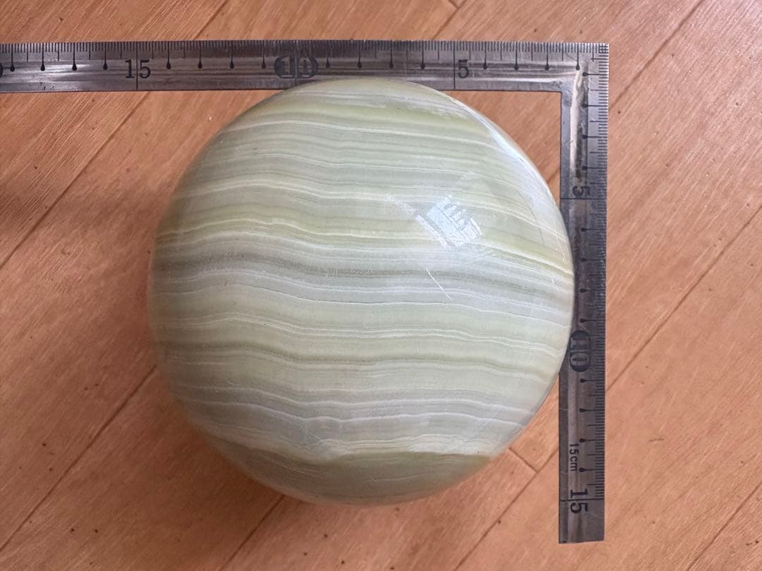 超特大 珍しい 縞瑪瑙 メノウ丸玉 アゲート 黄緑 天然石パワーストーン