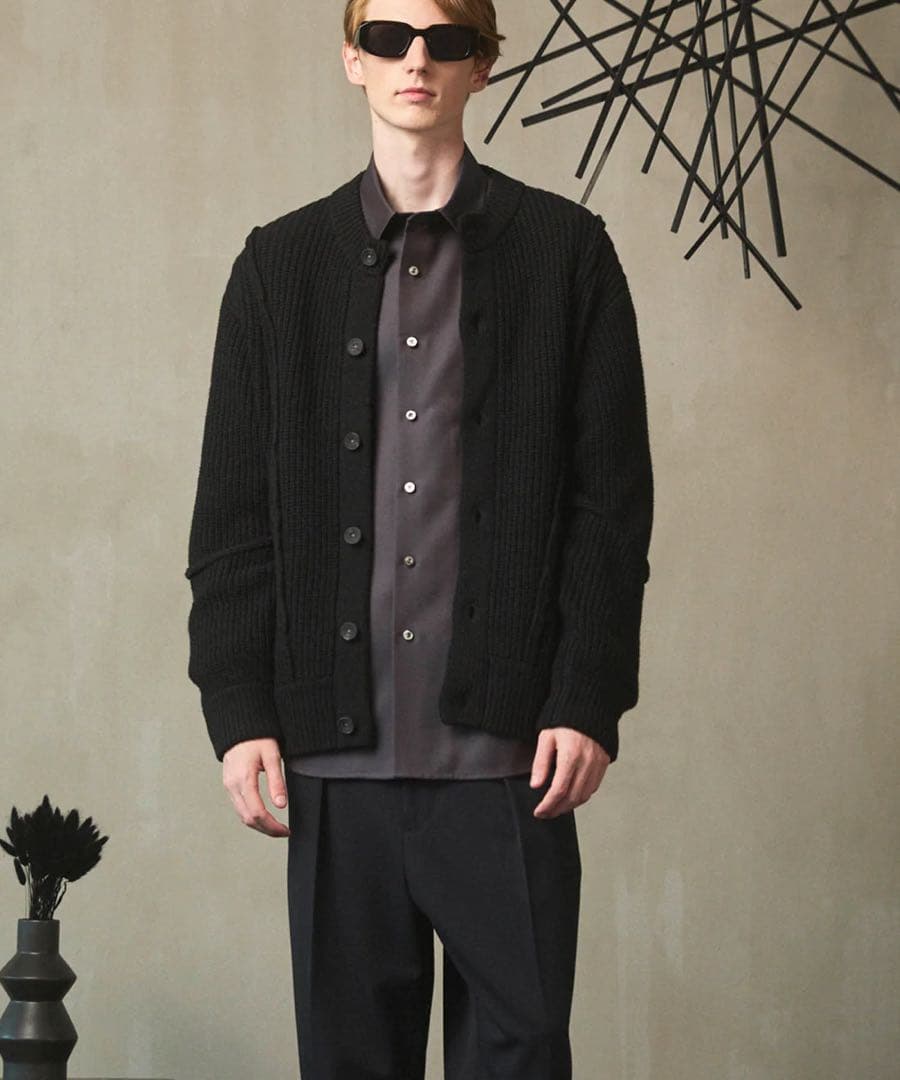 新品　MAISON SPECIAL ニット　カーディガン　ウール　ブラック　L