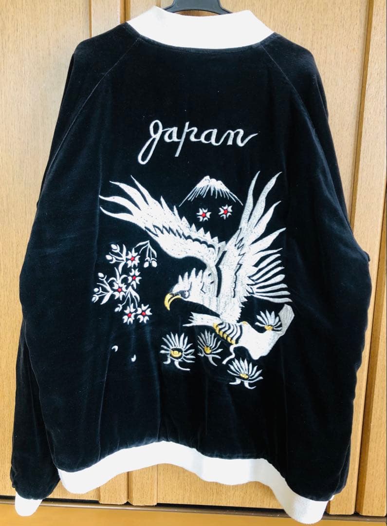 【超希少品】　古いスカジャン　ベロア✖️サテン　舞妓　日本地図　鷹