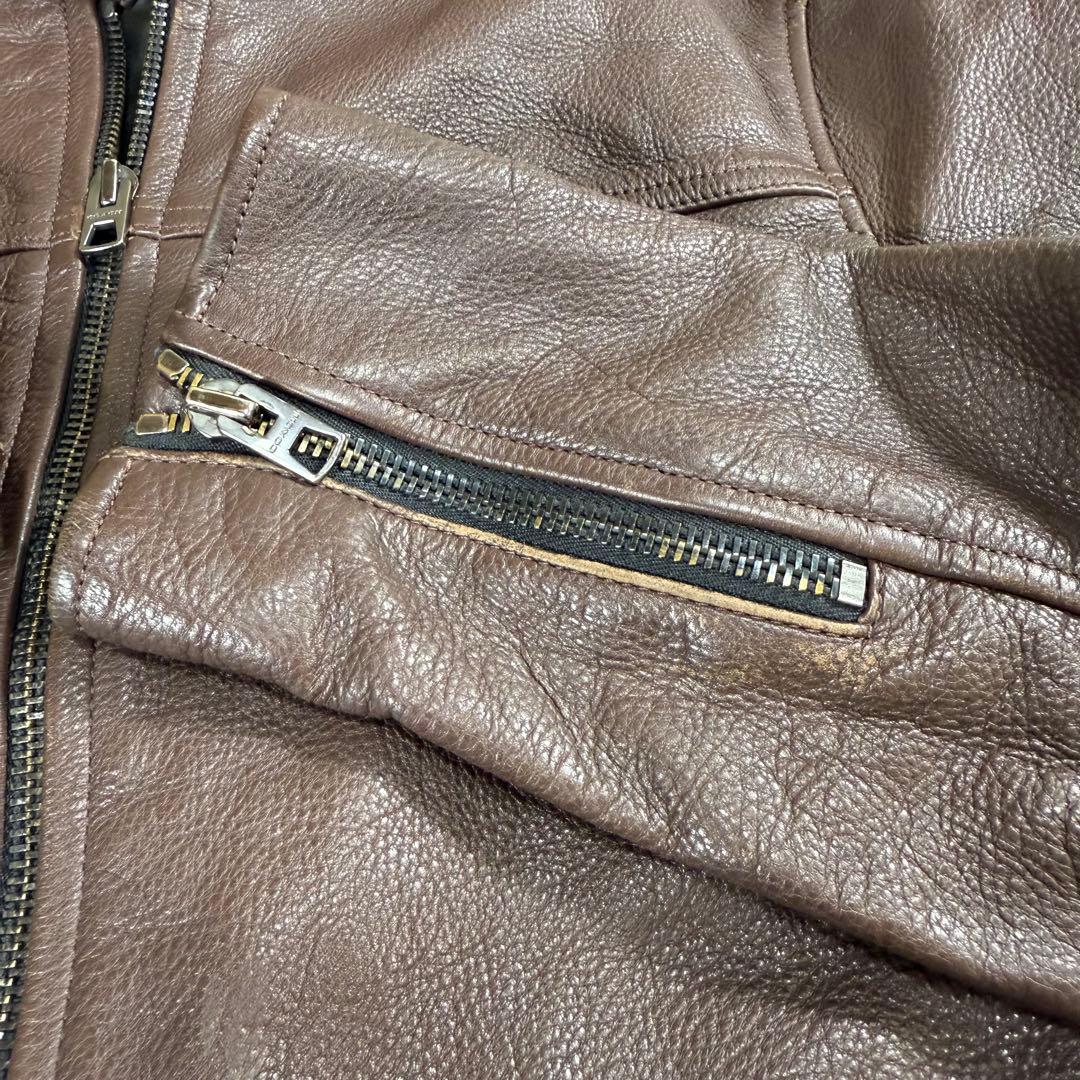 COACH ブラウン シングルライダースジャケット M F86594