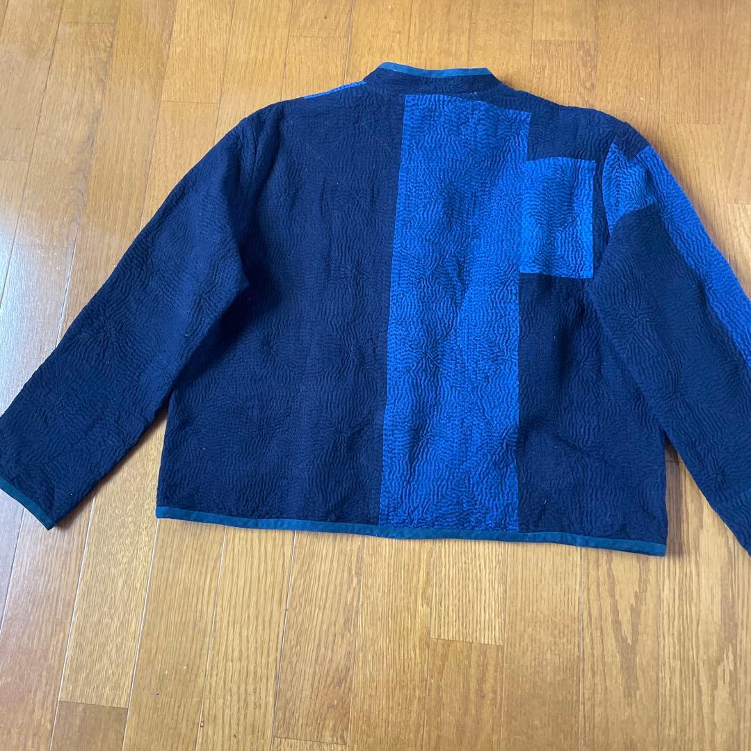 古布藍染刺し子バンドカラージャケット
