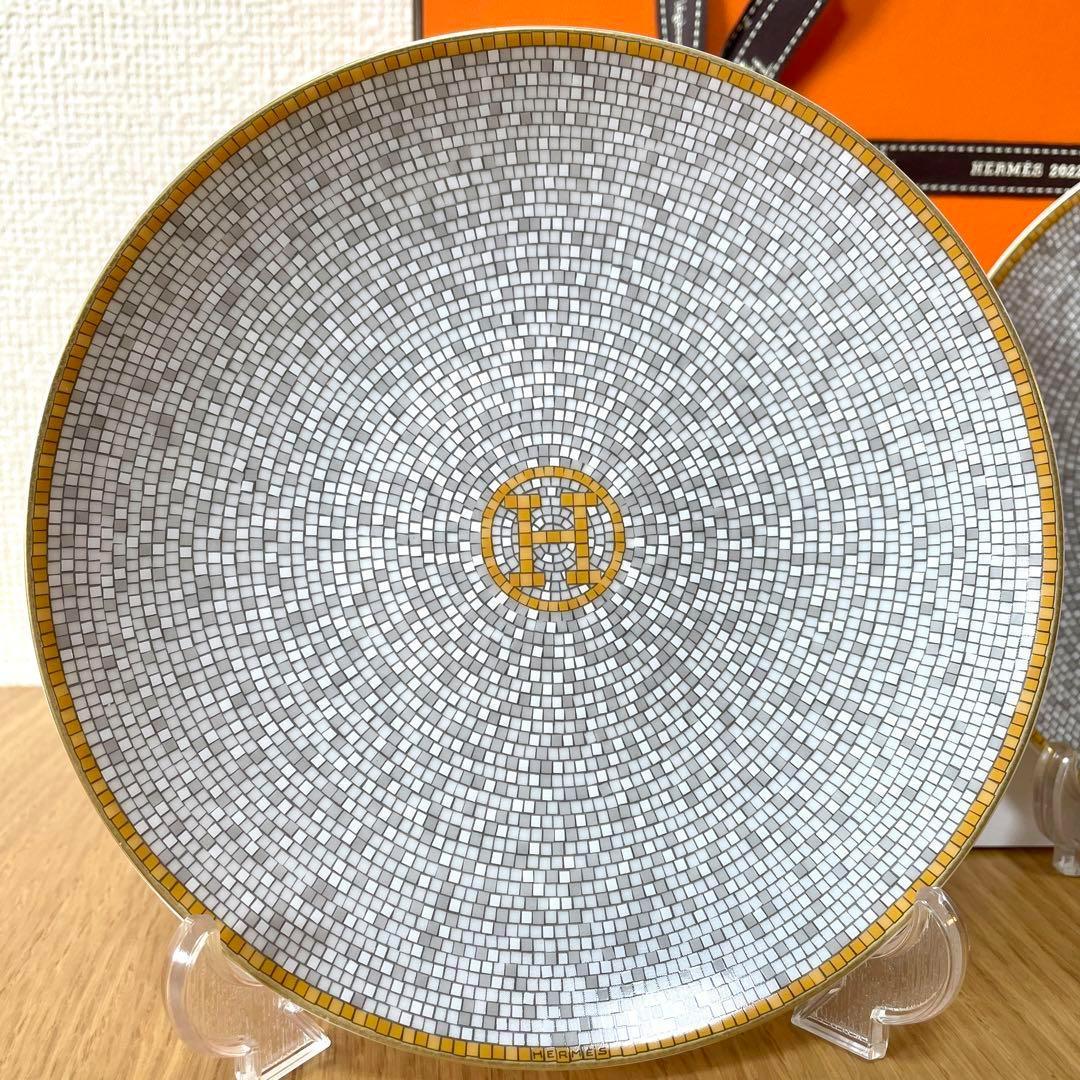 【新品　2枚組　ギフト包装】エルメス　モザイク　ゴールド　16cm プレート