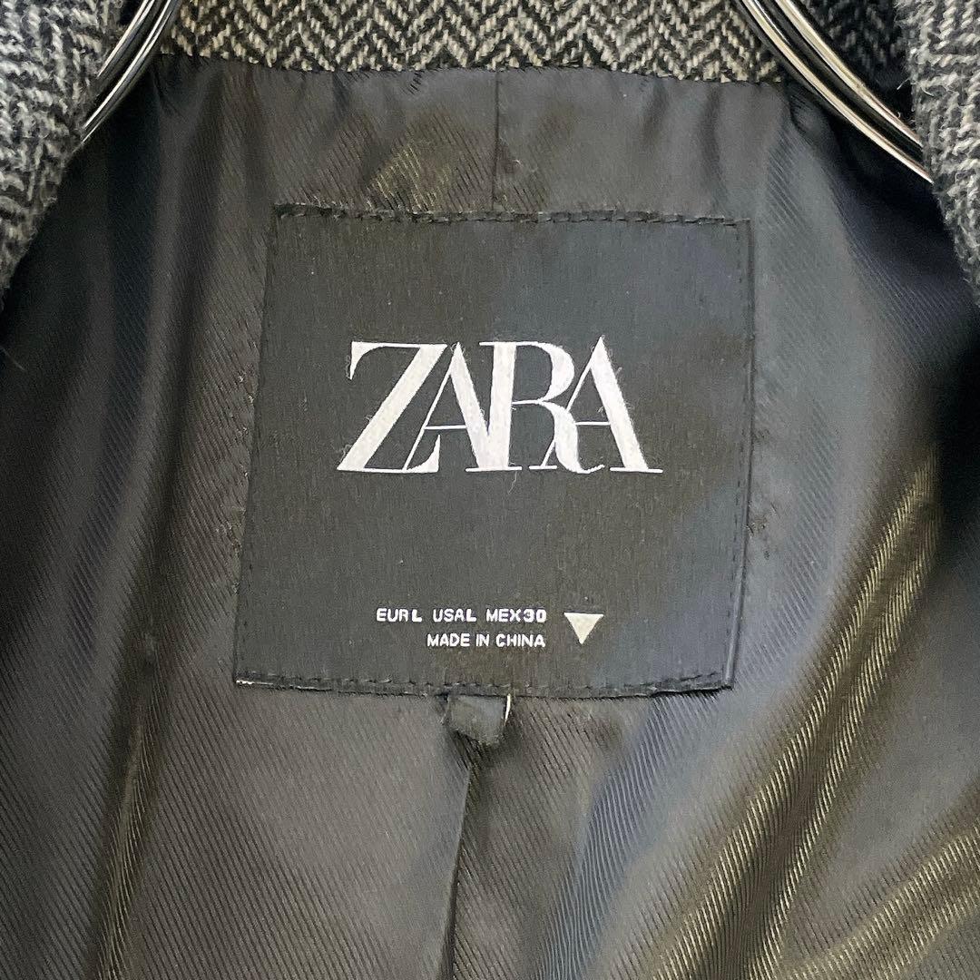 大きいサイズL✨ZARA ザラ チェスターコート ヘリンボーン ダブルブレスト