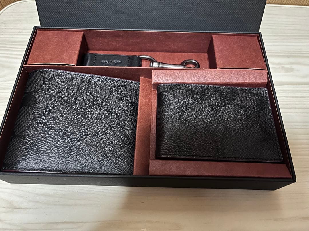 COACH ブラック 二つ折り財布 カードケース キーリングー3点セット