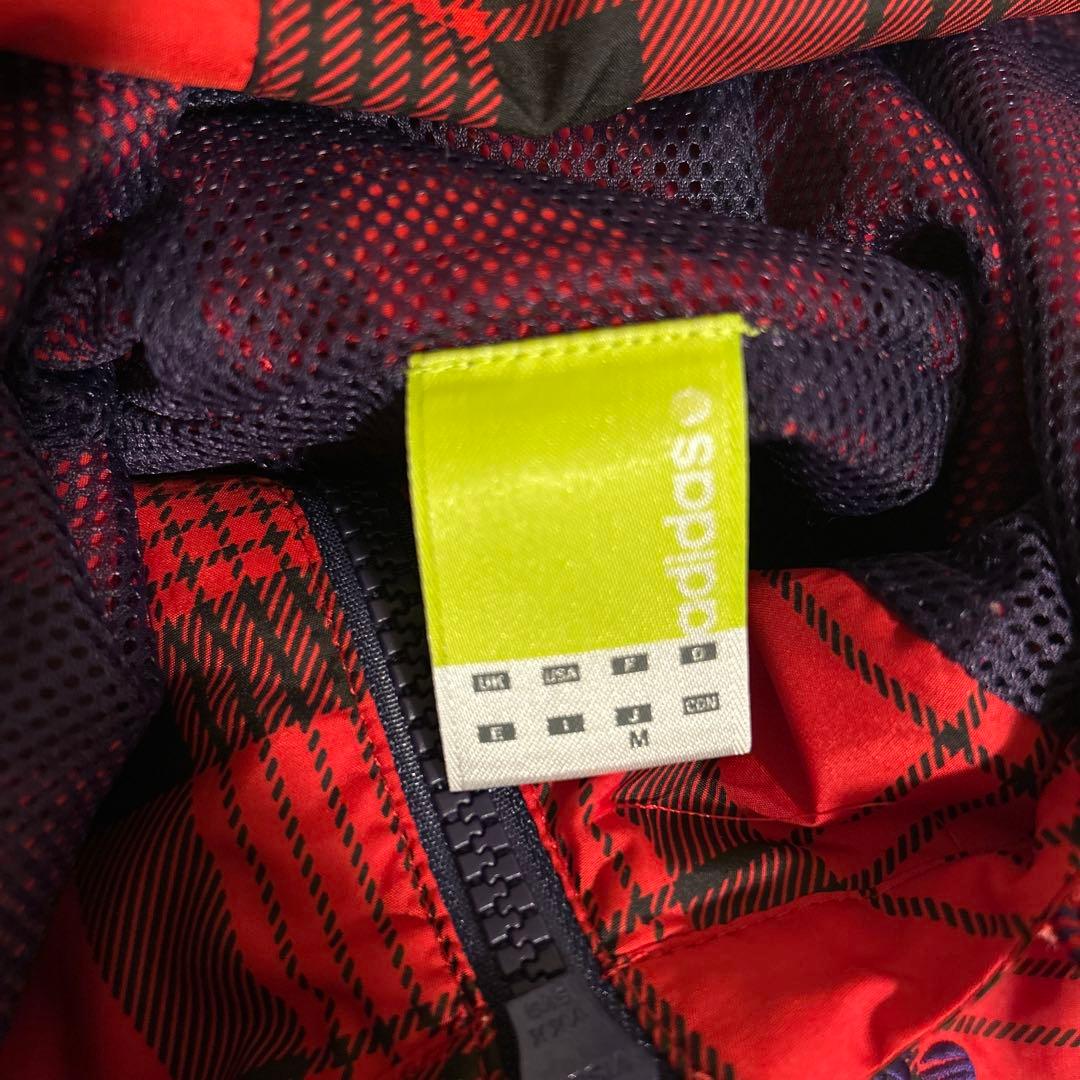 【新品】Adidas 赤黒チェック ジップパーカー サイドリボン　ジャージ