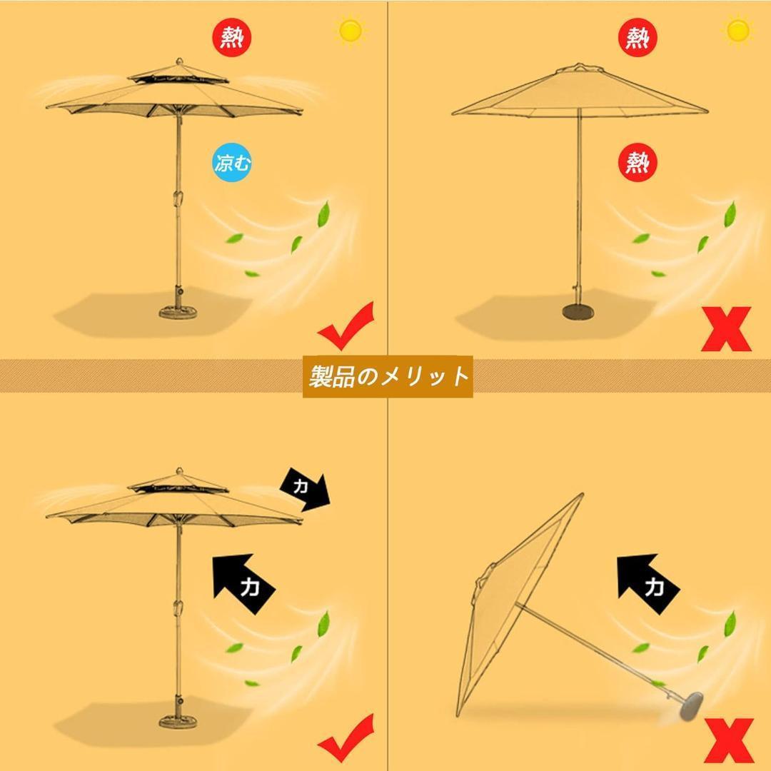 ガーデンパラソル パラソル 大型 ダブルトップ 風に強いオフホワイト 220cm