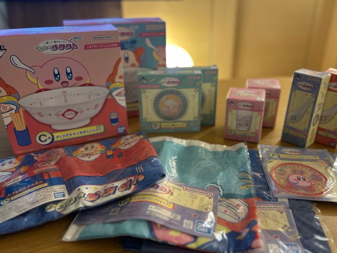 カービィぷぷぷらあめん　一番くじセット　お皿　グラス　レンゲ　小皿　コースター他