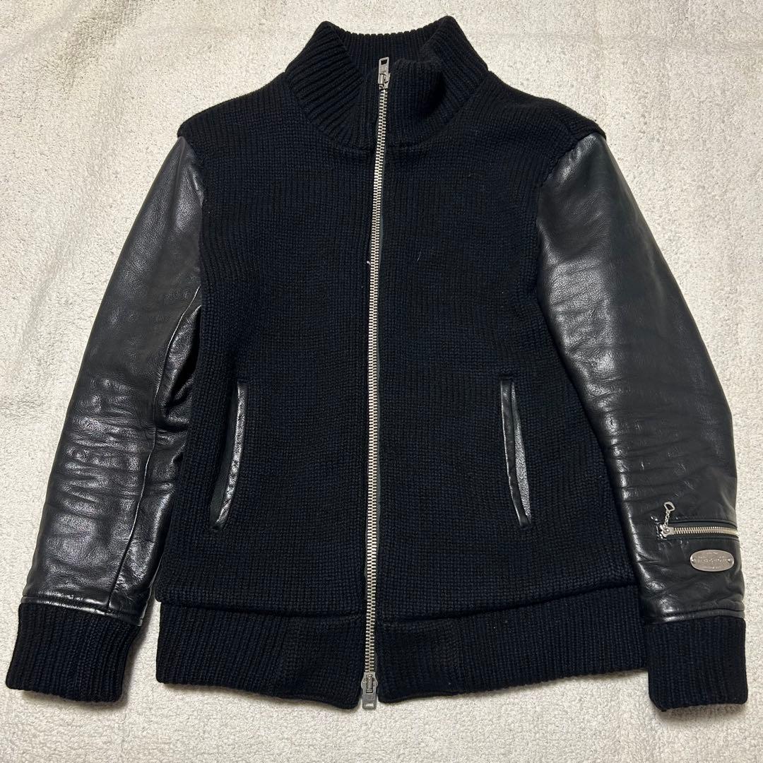BACK BONE バックボーン　袖革レザージャケット　袖革ライダースジャケット