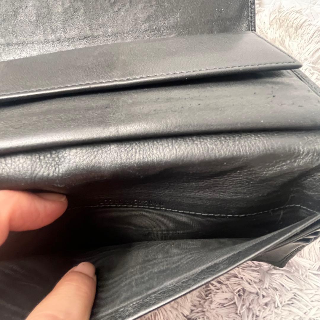 美品✨GUCCI シマ　三つ折り　長財布　ブラック　メンズ　GG柄
