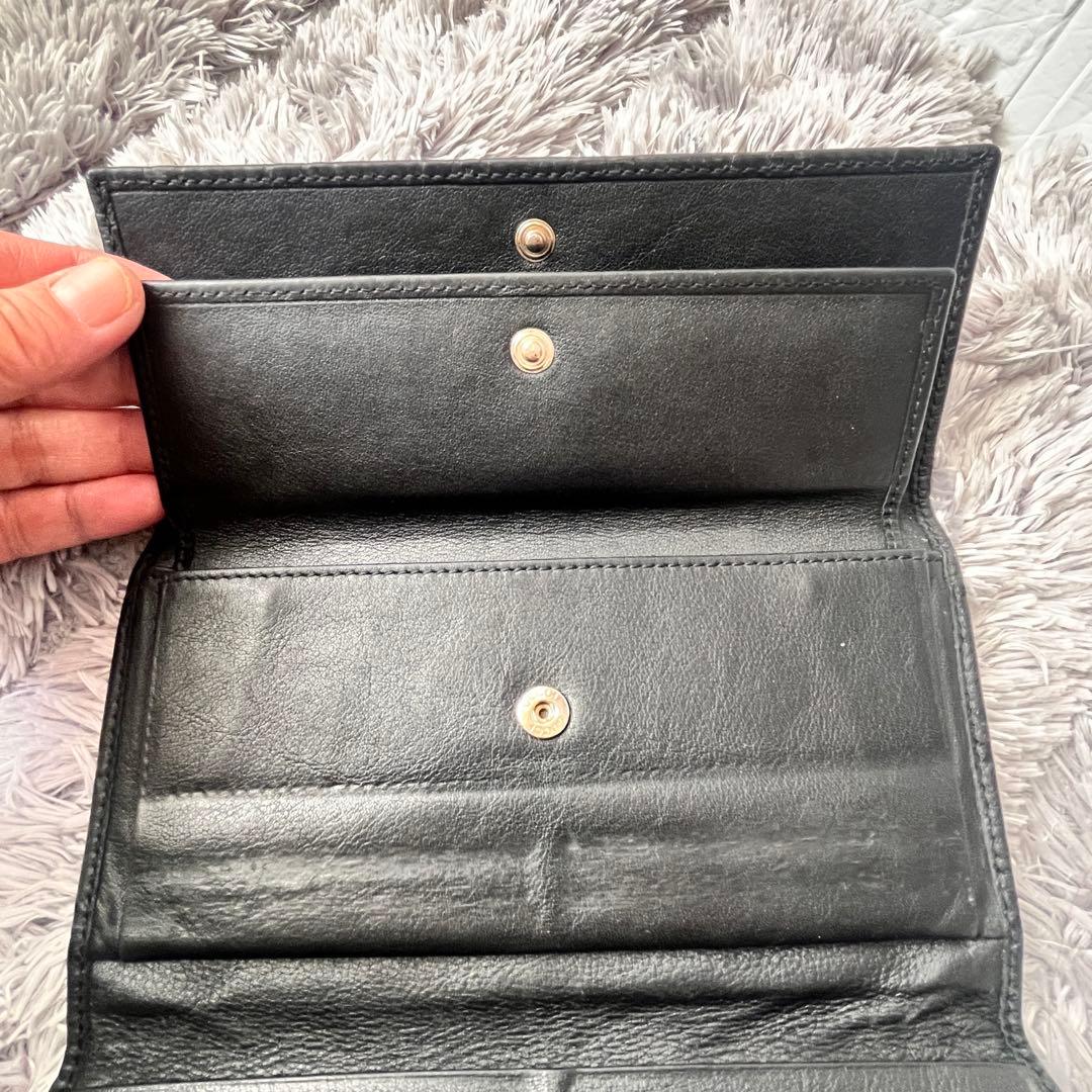 美品✨GUCCI シマ　三つ折り　長財布　ブラック　メンズ　GG柄