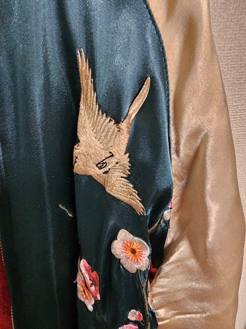 スカジャン　花旅楽団　雀　梅の花