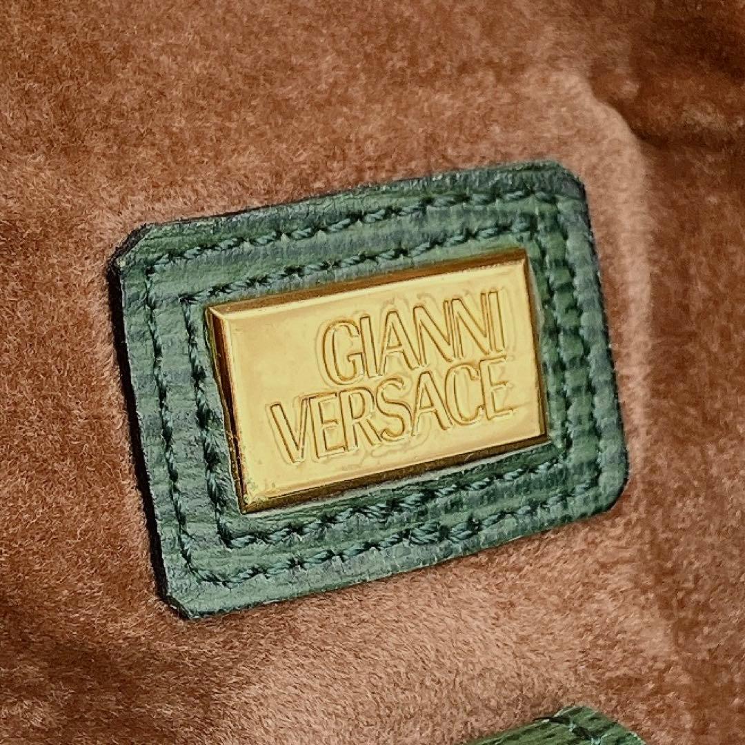 【Gianni Versace】2wayバッグ　ボストンバッグ　レザー　グリーン