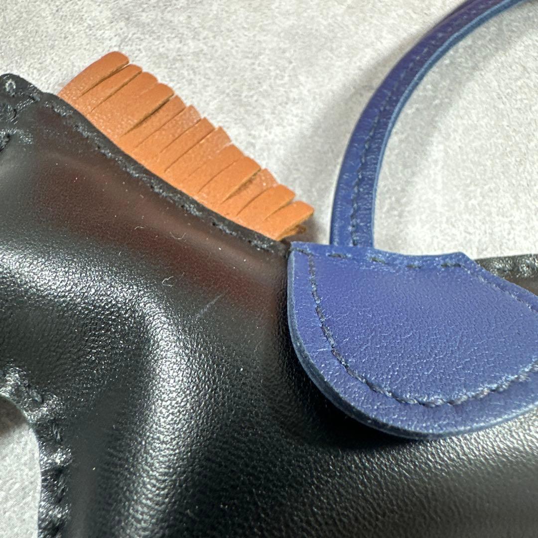 HERMES エルメス ロデオチャーム AMノアール ゴールド ブルーサフィール
