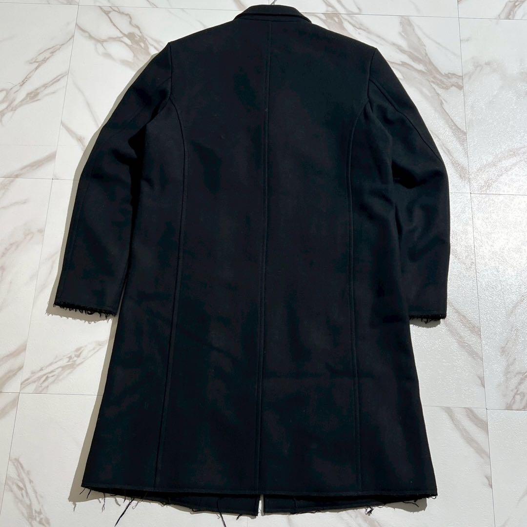 【美品】ディーゼル チェスターコート Lサイズ 切りっぱなし加工 ウール 黒