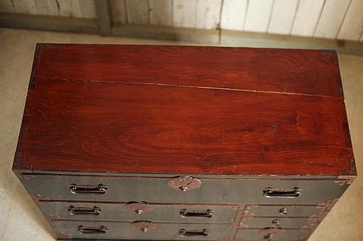 綺麗な丸金具庄内箪笥　抽斗6杯　タンス　収納　古家具　古民家　時代家具