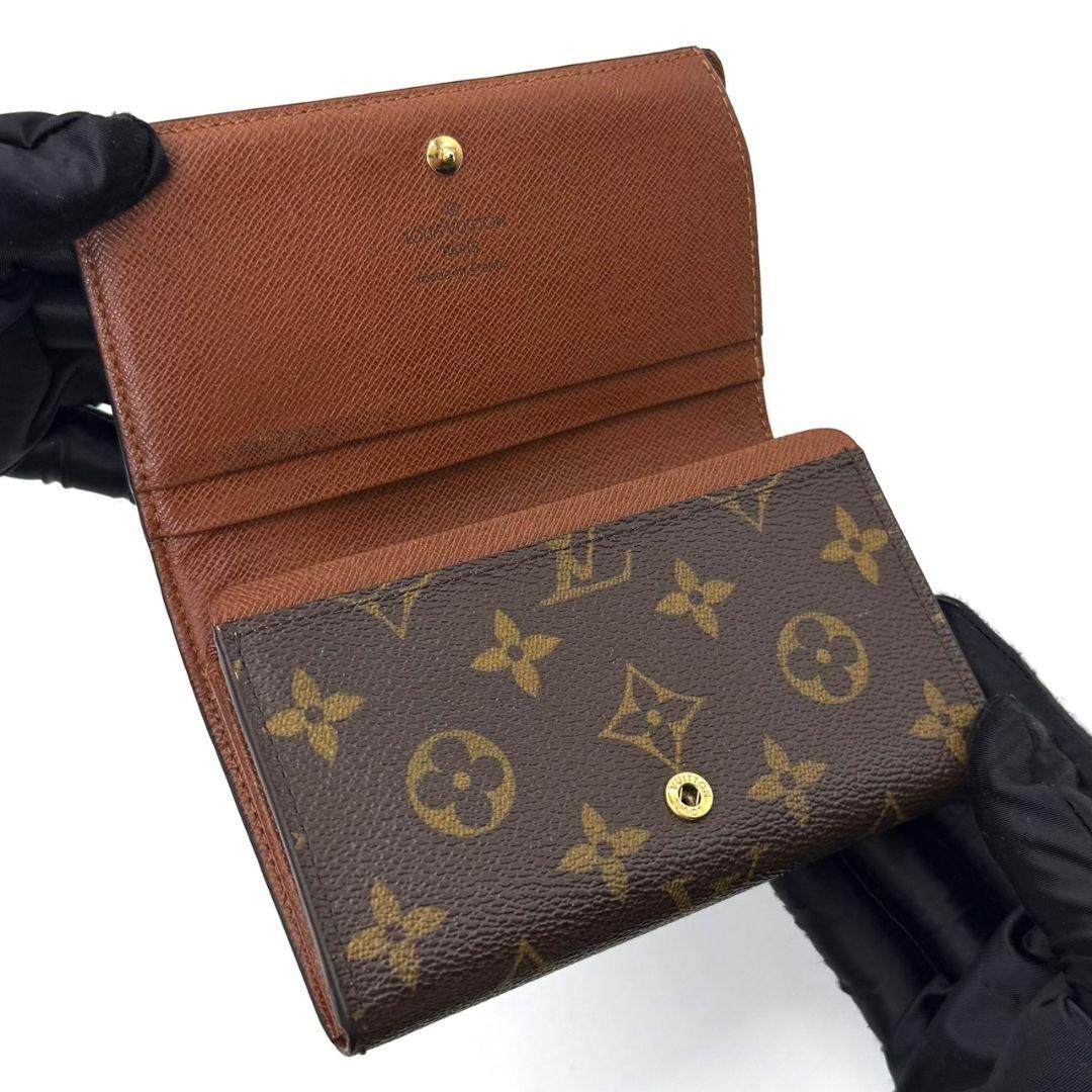 良品 ルイヴィトン モノグラム ポルトモネ ビエ トレゾール 財布 L字 茶色
