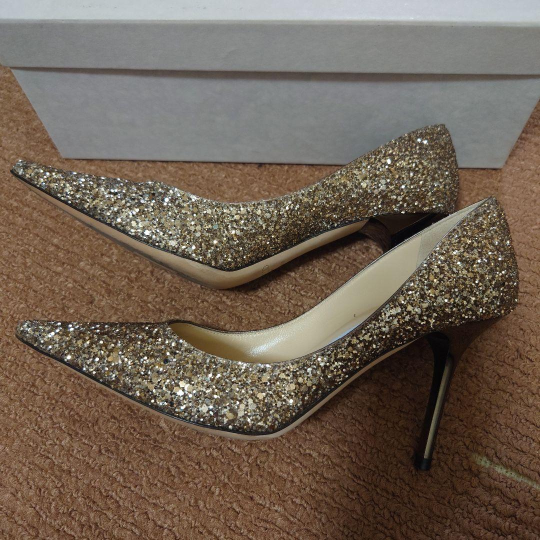 JIMMY CHOO 箱無し値下げ可能 ゴールド グリッター パンプス